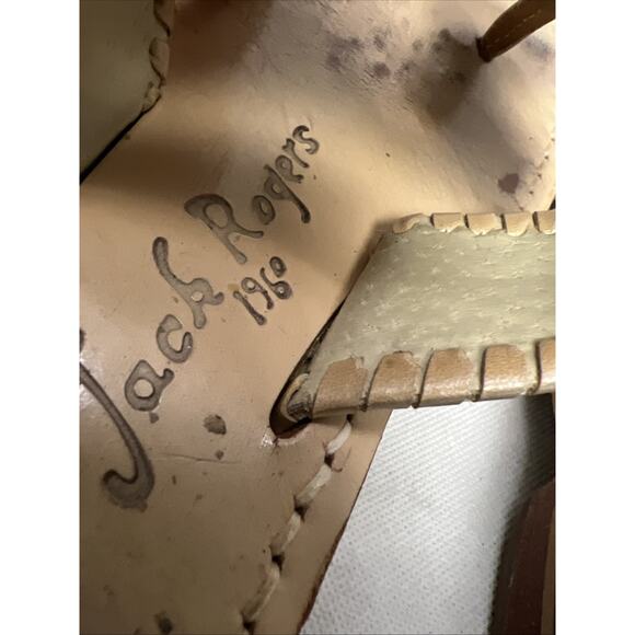 Jack Rogers Sandals Metallic Silver Brown Thong Slip On Leather Size 6 - Picture 7 of 9